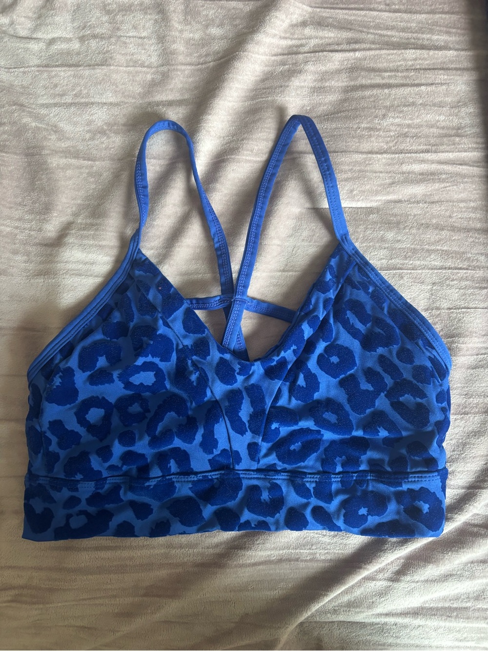 Blue Leopard Print Sports Bra